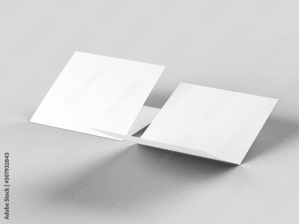Brochure in square format folded to two - mockup. 3d illustration Brochure in square format folded to two - mockup. 3d illustration