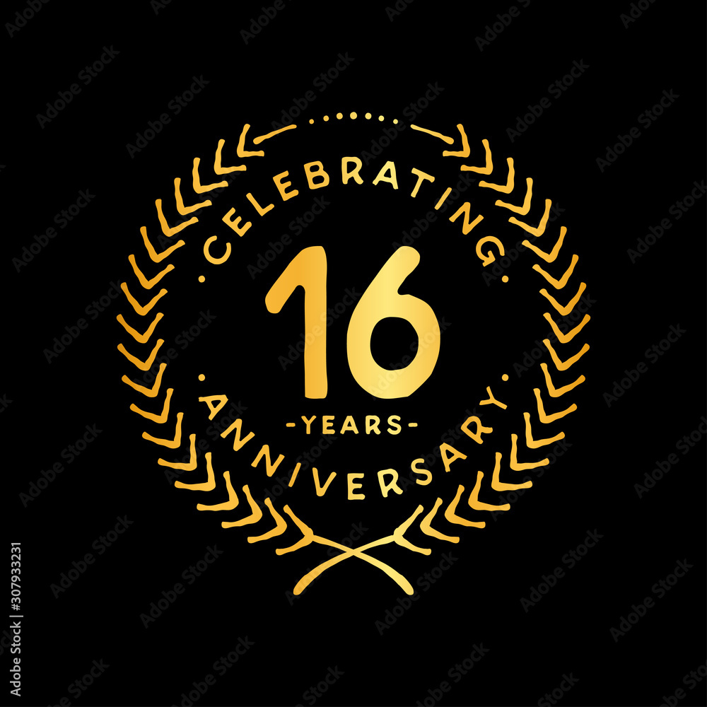 16 years design template. 16th vector and illustration. 16 years design template. 16th vector and illustration.