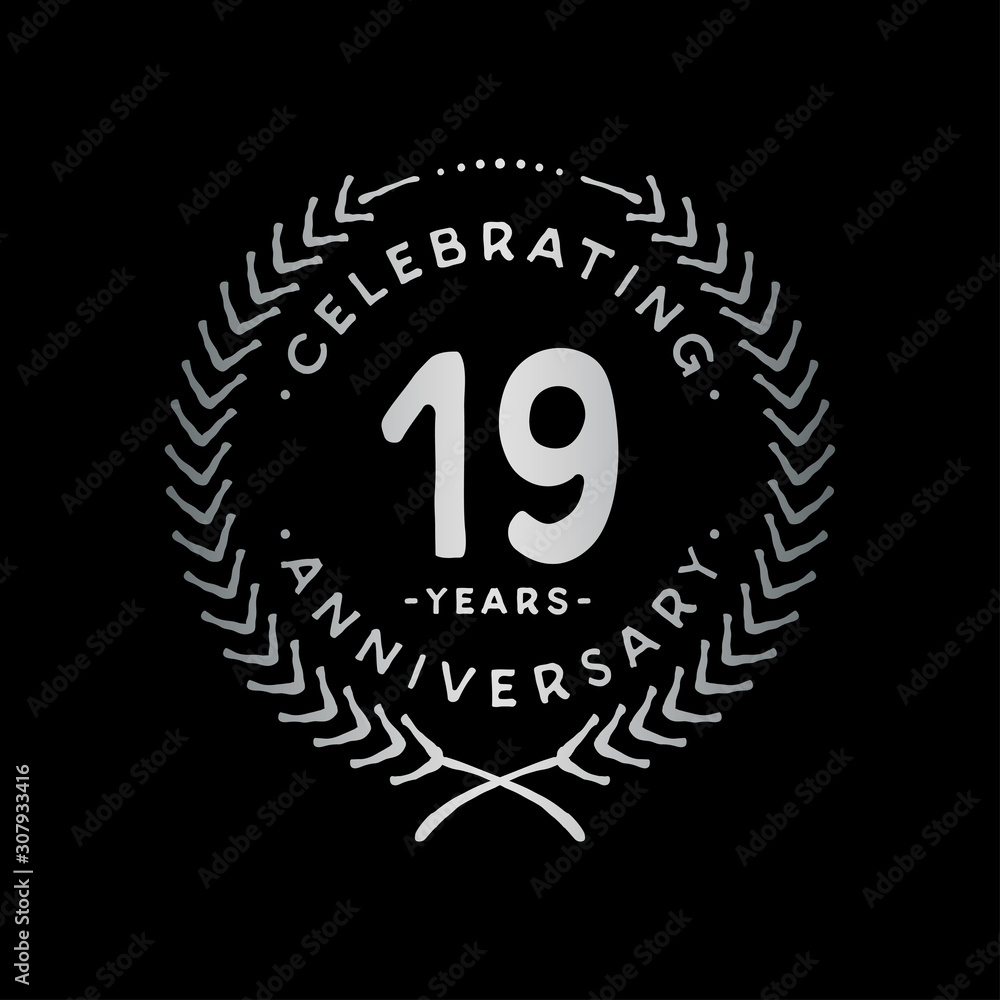 19 years design template. 19th vector and illustration. 19 years design template. 19th vector and illustration.