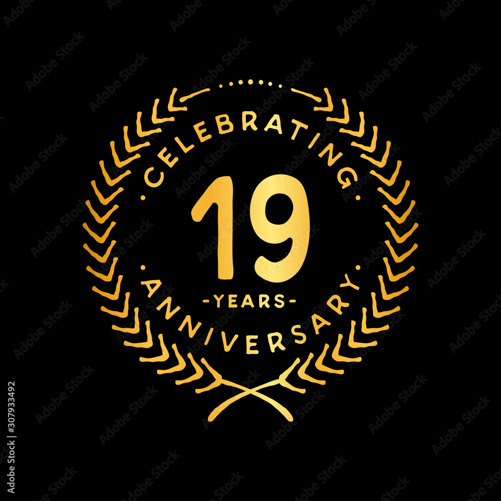 19 years design template. 19th vector and illustration. 19 years design template. 19th vector and illustration.