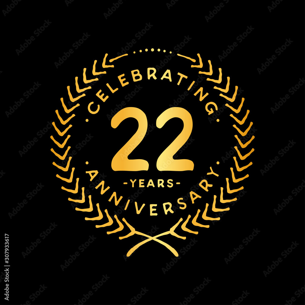 Fototapeta premium 22 years design template. 22nd vector and illustration.