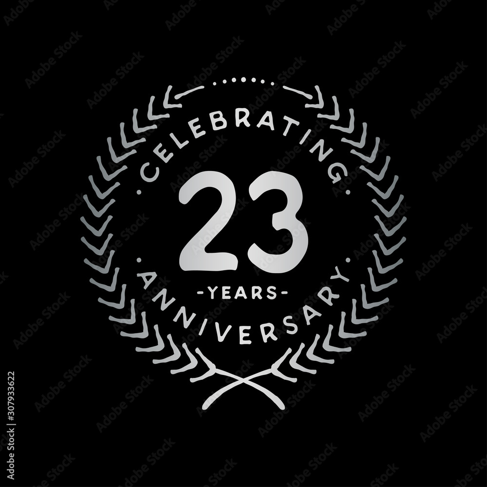 23 years design template. 23rd vector and illustration.