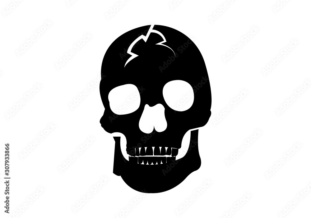 broken skull icon on white