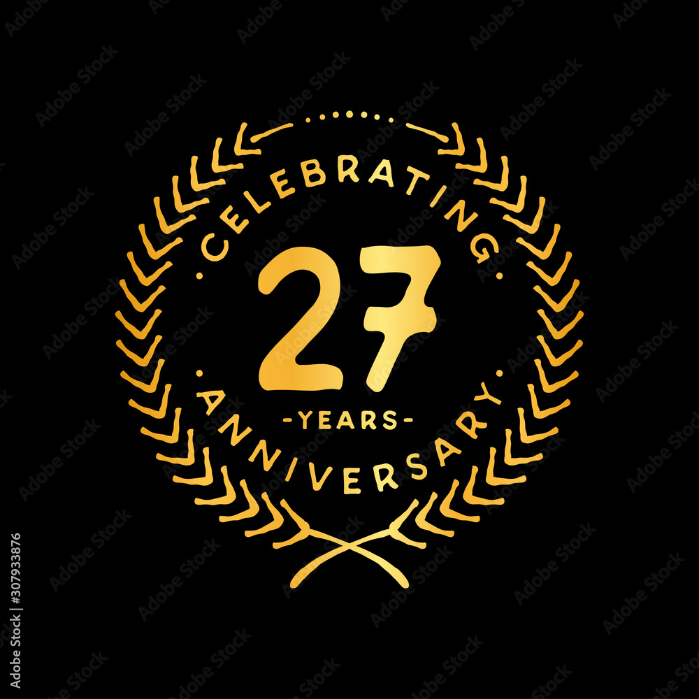Naklejka premium 27 years design template. 27th vector and illustration.
