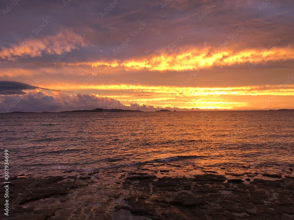 sunset on the beach in Fiji 
