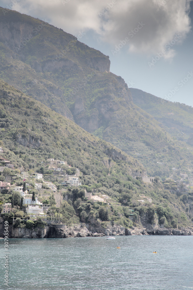 mountain going into the ocean