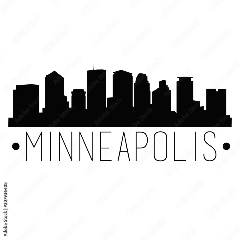 Minneapolis Minnesota Skyline Silhouette City Design Vector Famous Monuments Travel Landmark.