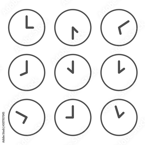 Fototapet Set of clocks for every hour