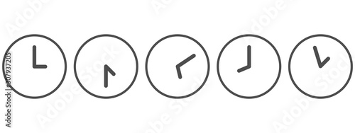 Set of watches for each hour isolated on white background