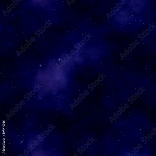 Background with seamless field of stars pattern. Colors: outer space, midnight blue, eggplant, denim, violet (purple).