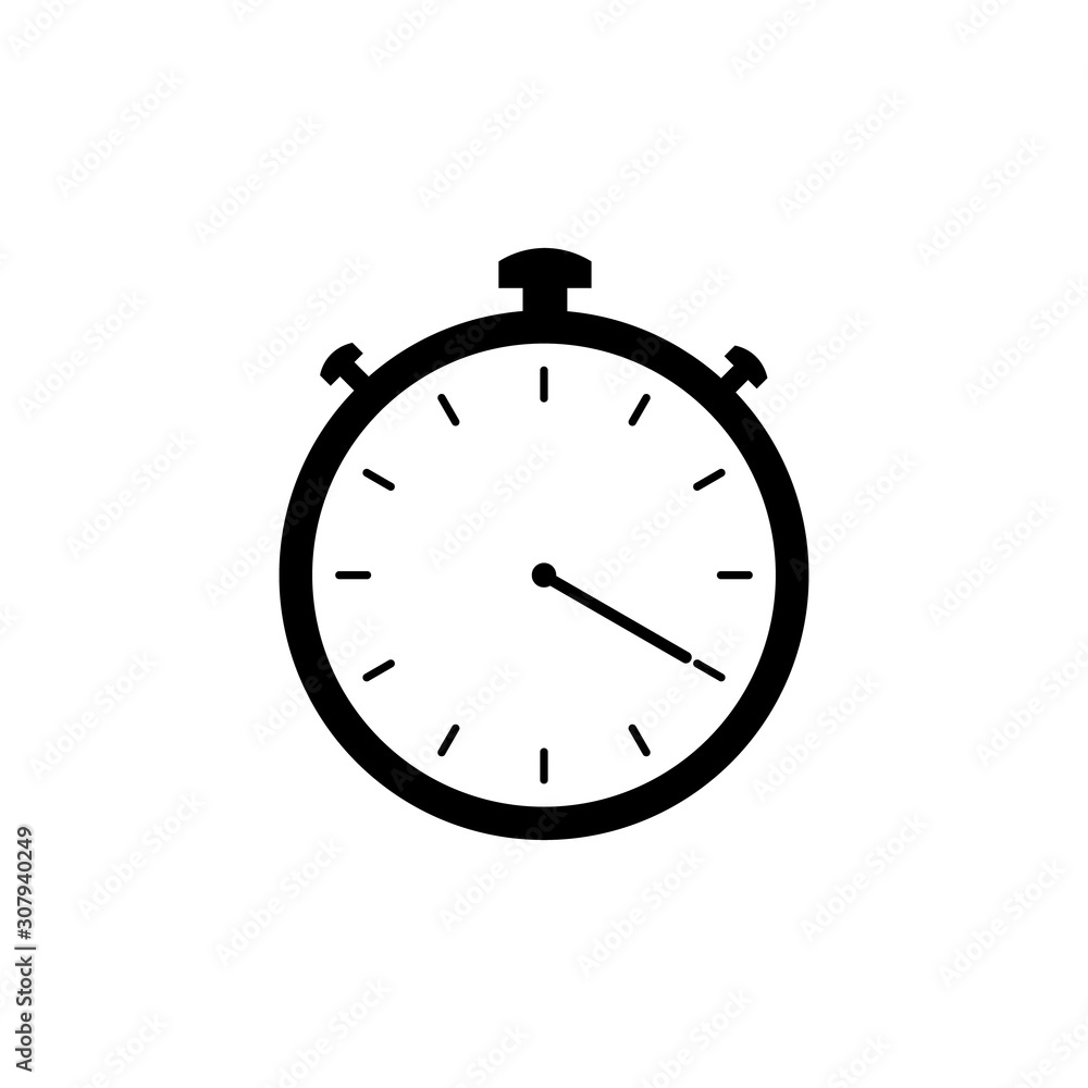 vector stopwatch black icon on a white background vector stopwatch black icon on a white background