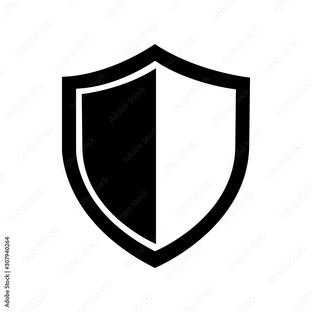vector shield black icon on a white background vector shield black icon on a white background