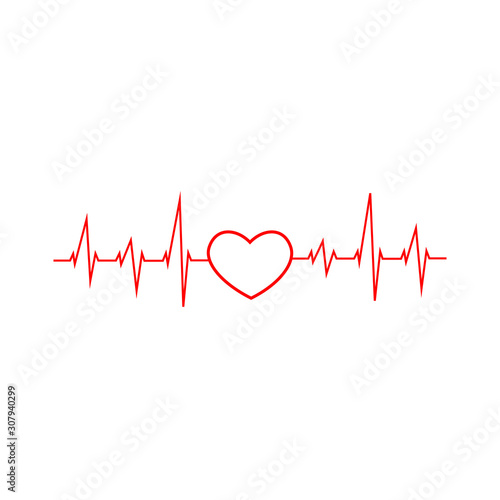 vector illustration heart beat rhythm on a white background