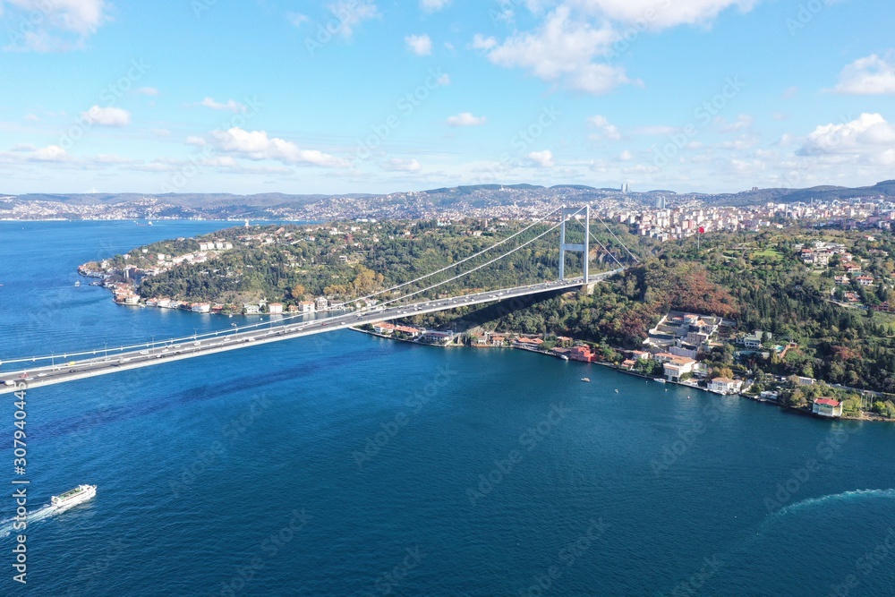 View of the Bosphorus Bridge in Istanbul, Turkey