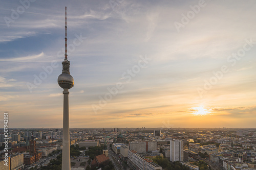 Berlin Skyline City Panorama with the Television Tower at Alexanderplatz in Berlin
