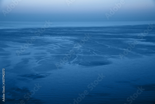 Blue sea surface with ocean flow , sea current. Landscape. Classic Blue color 2020.