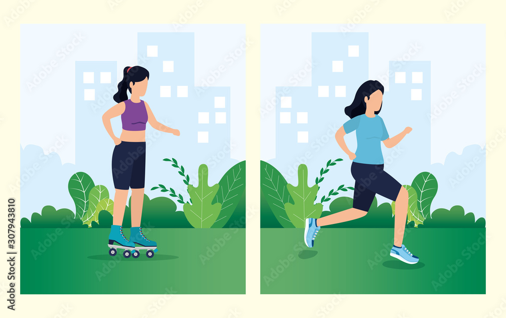 Fototapeta premium Healthy lifestyle design, Fitness gym bodybuilding bodycare activity exercise and diet theme Vector illustration