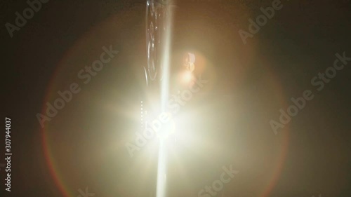 Shooting of film projector filming on black background