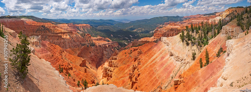 Dramatic Red Rock Panorama in a Mountain Canyon