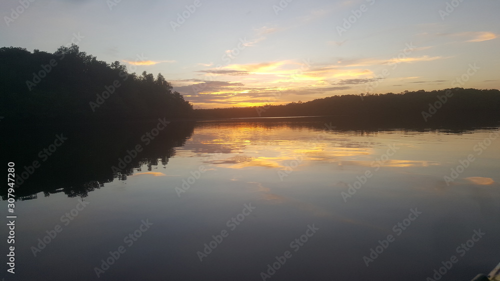 sunset over lake