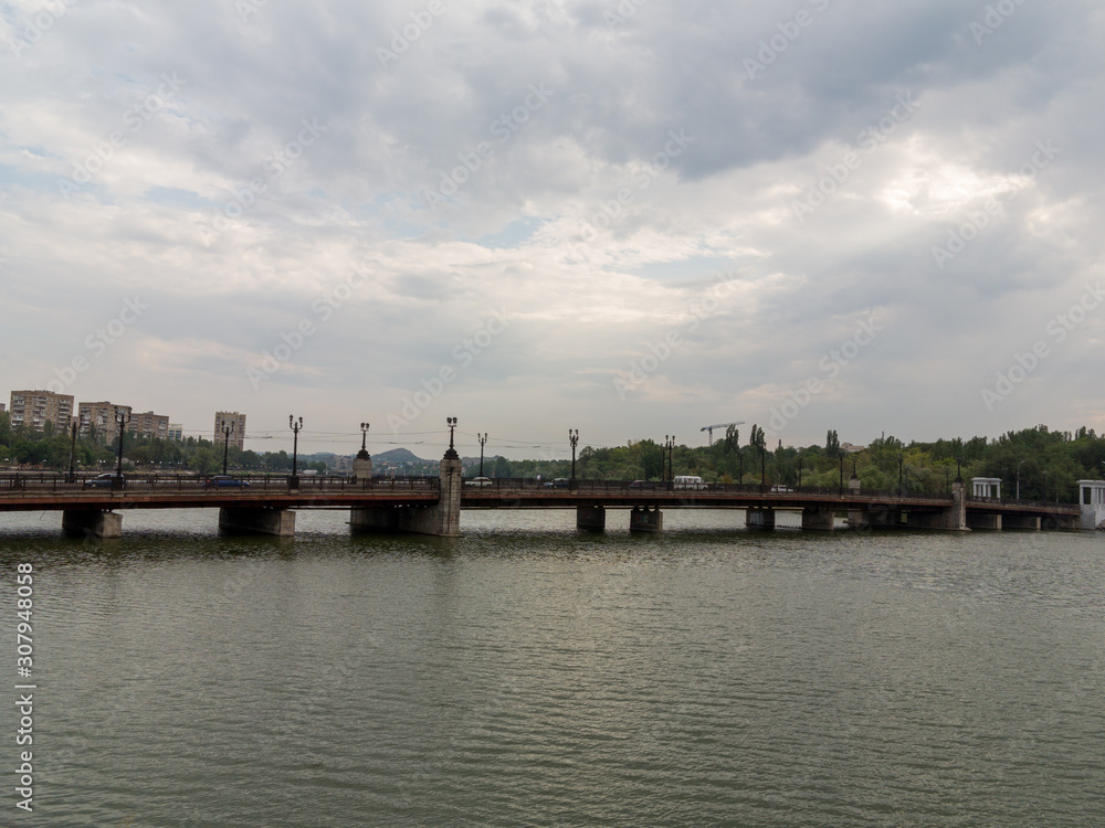 Main bridge in Donetsk over Kalmius river