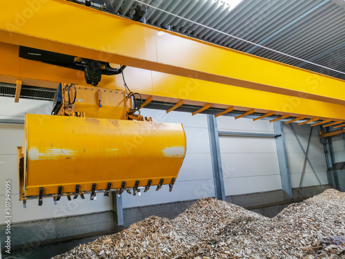 Biomass crane for handling biomass woodchip