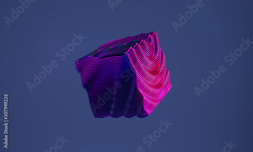 Abstract 3d graphic object on cold blue background