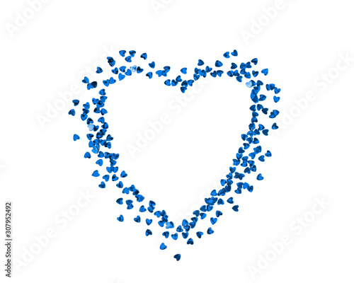 The fashionable color of 2020 is classic blue. Copy space. Frame of hearts