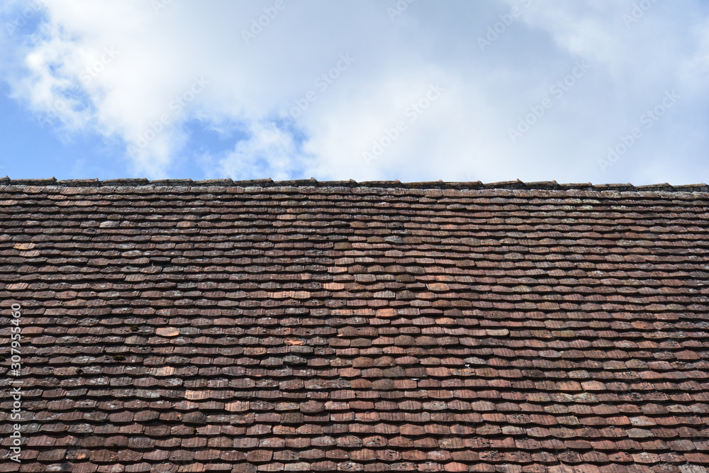 Small Terracotta Tiles Covering Old Roof 6978-042 Small Terracotta Tiles Covering Old Roof 6978-042