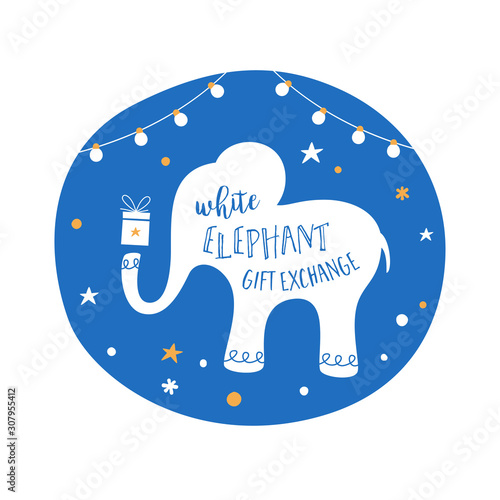 White Elephant Gift Exchange Game Vector Illustration