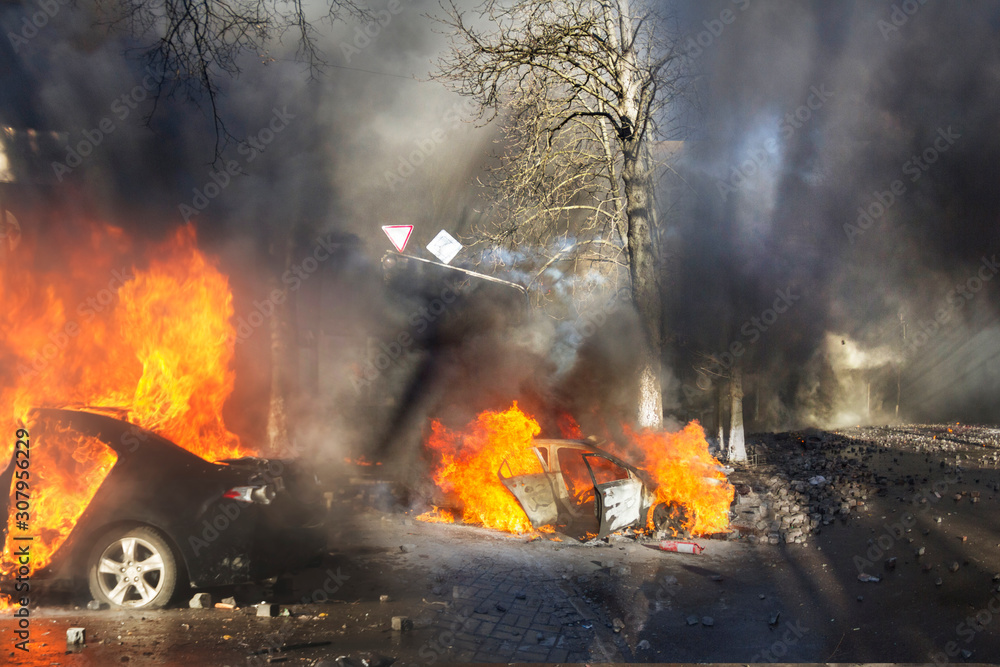 Fights between rebels and police