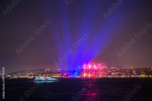 firework and light show in the boshporus