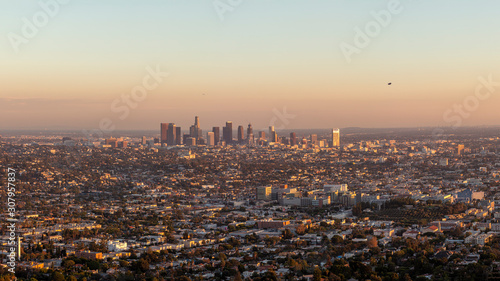 Los Angeles Downtown Skyline at Sunset - High Quality Panoramic