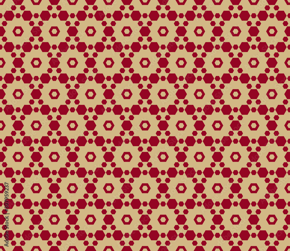 Vector seamless pattern in Asian style. Red and gold traditional Chinese ornament. Luxury rich ornament texture. Elegant abstract repeat background with hexagon shapes, geometric grid, lattice, mesh Vector seamless pattern in Asian style. Red and gold traditional Chinese ornament. Luxury rich ornament texture. Elegant abstract repeat background with hexagon shapes, geometric grid, lattice, mesh