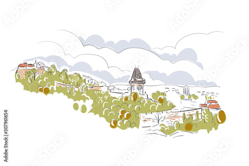 Graz Austria Europe vector sketch city illustration line art