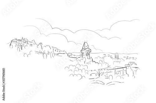 Graz Austria Europe vector sketch city illustration line art