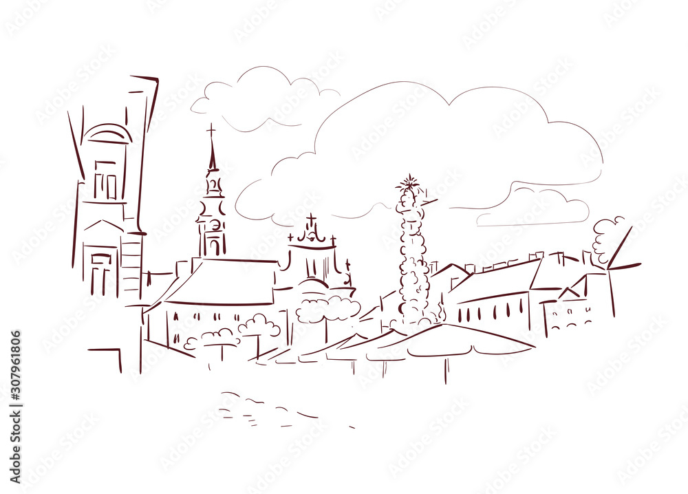 Saint Polten Europe vector sketch city illustration line art