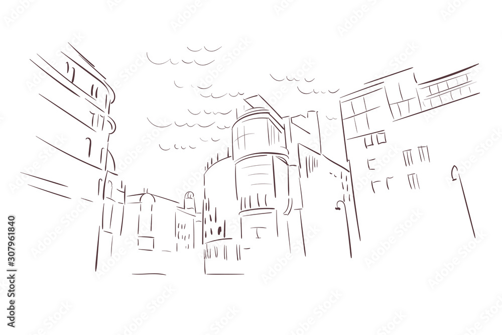Austria Vienna Europe vector sketch city illustration line art Austria Vienna Europe vector sketch city illustration line art