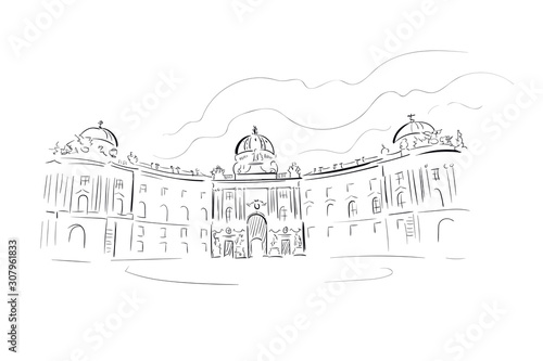 Austria Vienna Europe vector sketch city illustration line art