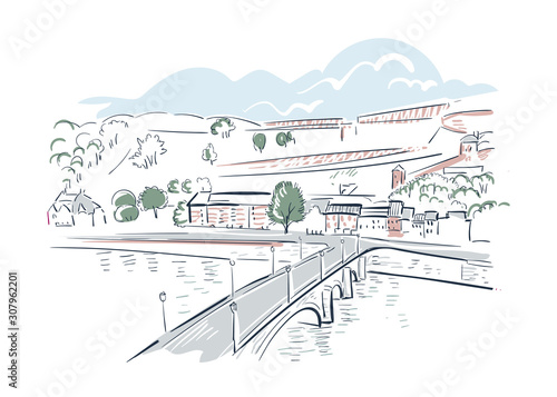 Namur Belgium Europe vector sketch city illustration line art