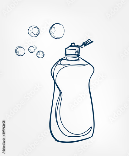 dishwashing liquid line art sketch outline isolated design element cosmetics vector