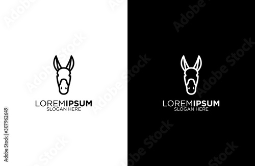 Donkey line art logo design illustration