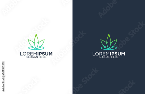 Cannabis technology logo design vector