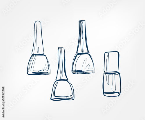 nail polish line art sketch outline isolated design element cosmetics vector