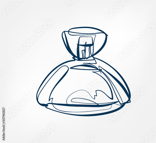 perfume line art sketch outline isolated design element cosmetics vector