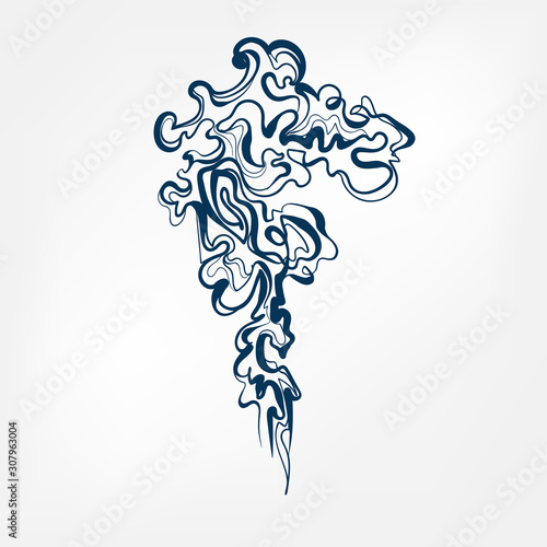 smoke line art sketch outline isolated design element cosmetics vector