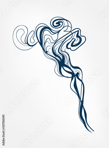 smoke line art sketch outline isolated design element cosmetics vector