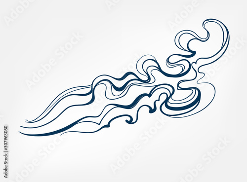 smoke line art sketch outline isolated design element cosmetics vector