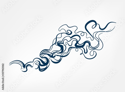 smoke line art sketch outline isolated design element cosmetics vector