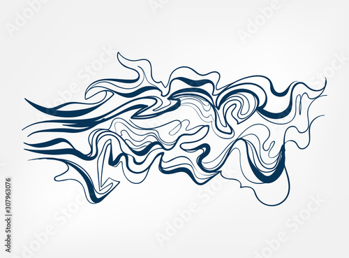 smoke line art sketch outline isolated design element cosmetics vector